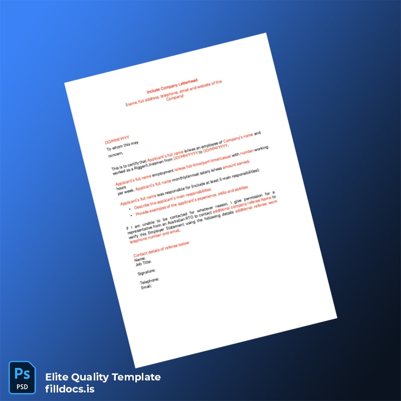 Fillable Employment Reference Letter Template - Word/PDF Template Preview - FillDocs