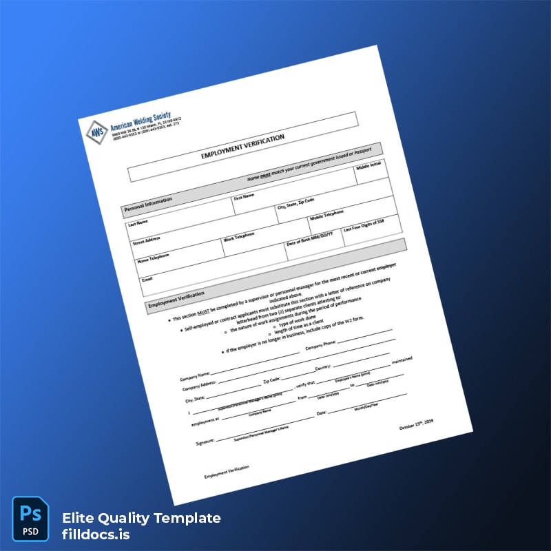 Fillable Employment Verification Form App Employment Verification Letter Template - Word/PDF Template Preview - FillDocs