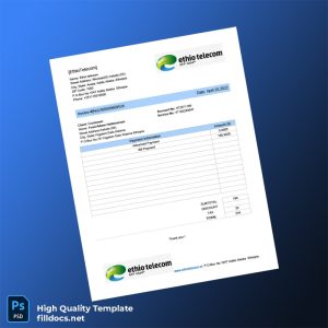 Ethiopia Ethio Telecom Editable Utility Bill Template in Word and PDF formats