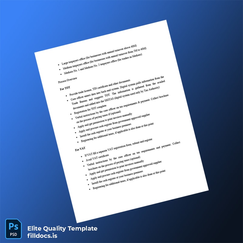 Fillable Ethiopia Ministry of Commerce Business Registration Certificate Template in Word and PDF formats page 6 Page Preview - FillDocs