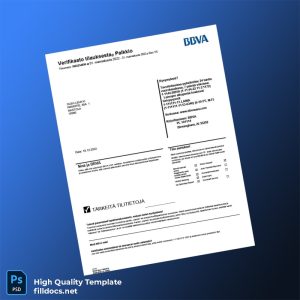 Finland BBVA Bank Statement Template in Word and PDF formats