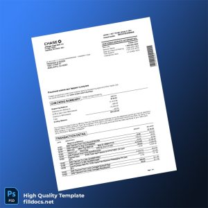 France Chase Bank Statement Template in Word and PDF formats