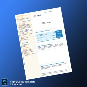 France EDF Editable Electricity Bill Template in Word and PDF formats