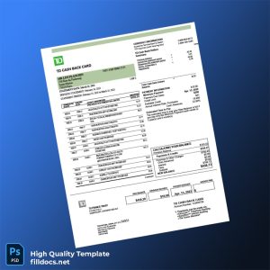 France TD Bank Statement Template in Word and PDF formats