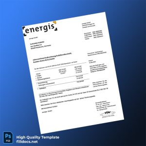 Germany Energis GmbH Editable Utility Bill Template in Word and PDF formats