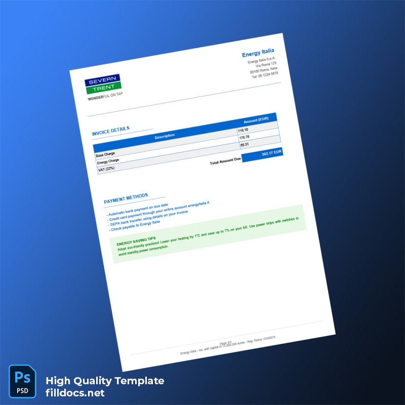 Germany Energy Italia S P A Editable Electricity Bill Template in Word and PDF formats page 3