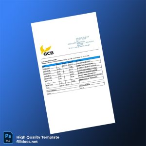 Ghana GCB Bank Statement Template in Word and PDF formats