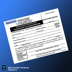 Fillable Hawaii Treasury Division Application for Duplicate Certificate of Registration Template - Word/PDF Template Preview - FillDocs