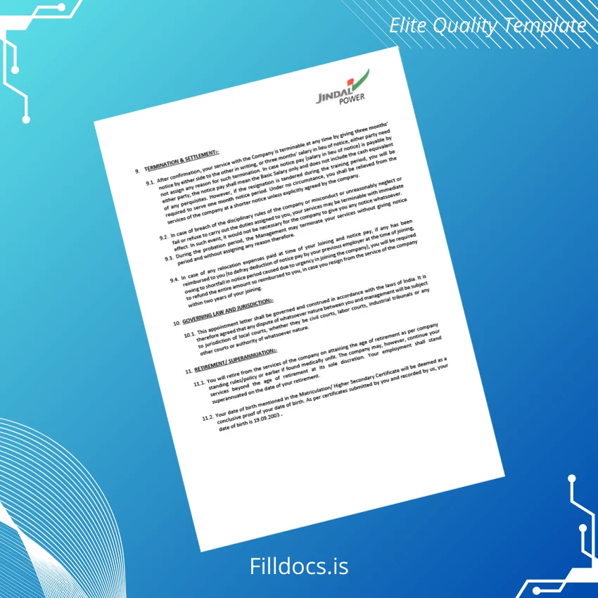 Fillable India Jindal Power Ltd Employment Verification Letter Template in Word and PDF formats page 4 Page Preview - FillDocs