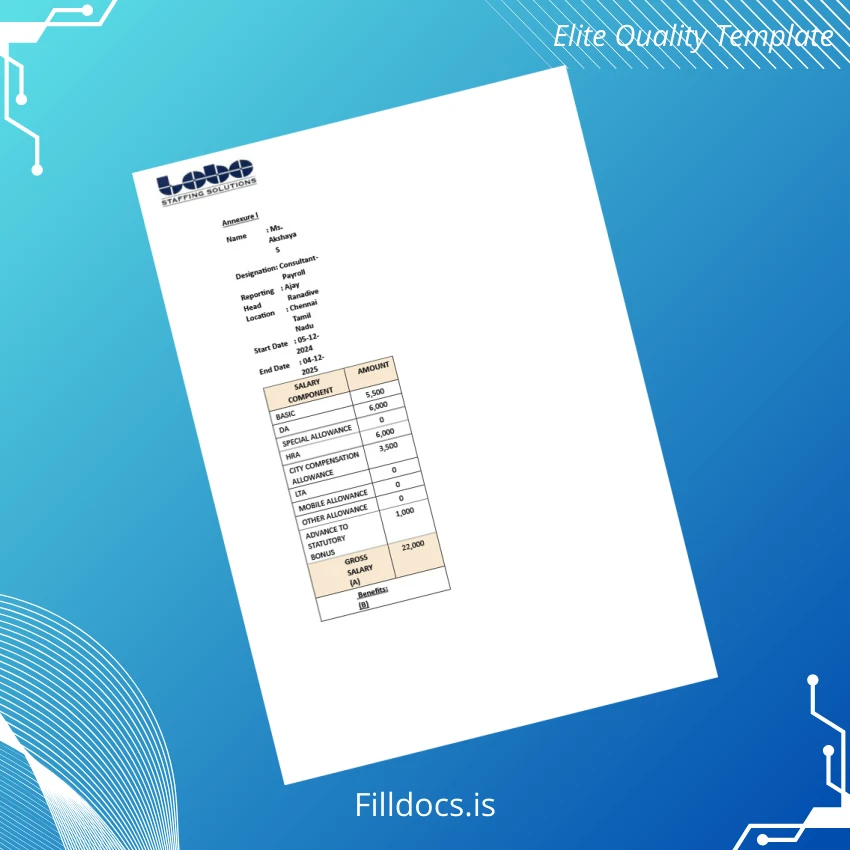 Fillable India Lobo Staffing Solutions Pvt Ltd Employment Verification Letter Template in Word and PDF formats page 2 Page Preview - FillDocs