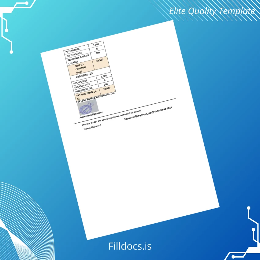 Fillable India Lobo Staffing Solutions Pvt Ltd Employment Verification Letter Template in Word and PDF formats page 3 Page Preview - FillDocs