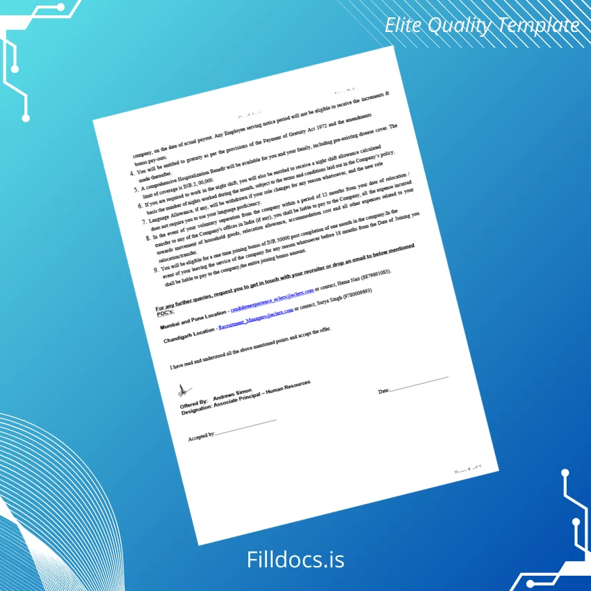 Fillable India eClerx Services Ltd Employment Verification Letter Template in Word and PDF formats page 5 Page Preview - FillDocs