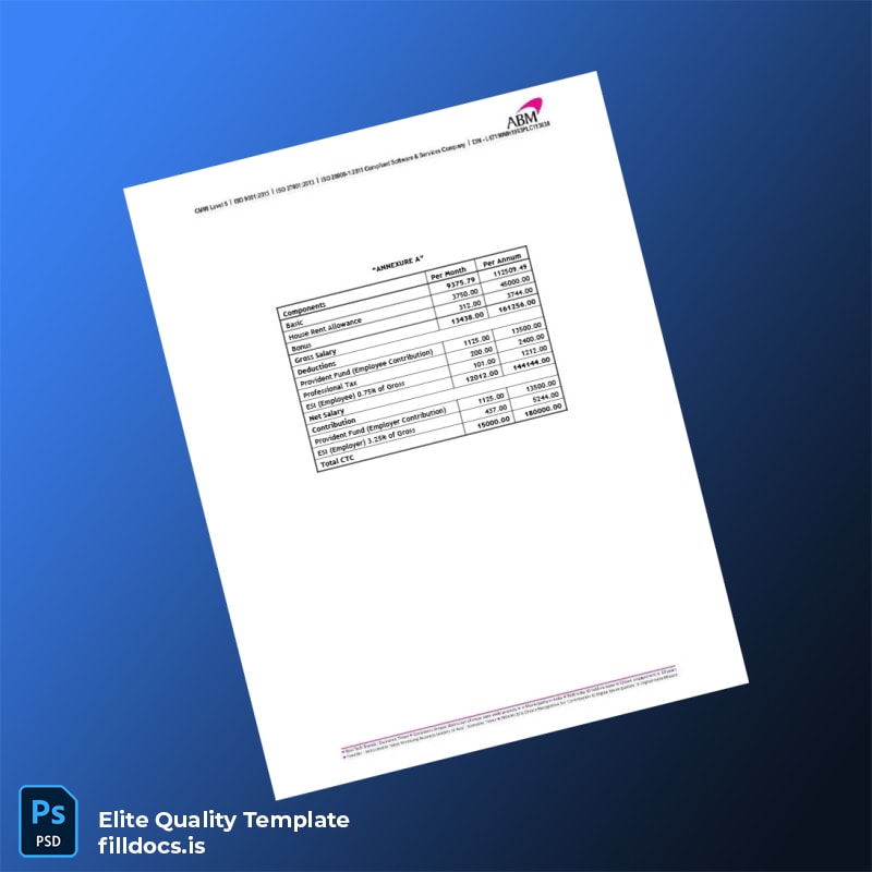 Fillable India ABM Knowledgeware Ltd Employment Verification Letter Template in Word and PDF formats page 5 Page Preview - FillDocs