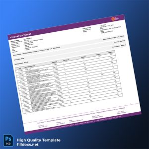 India AU Bank Statement Template in Word and PDF formats