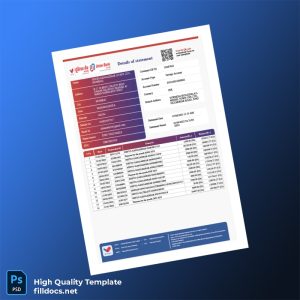 India Andhra Bank Statement Template in Word and PDF formats