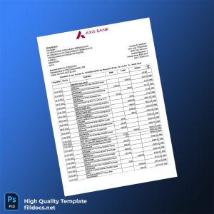 India Axis Bank Bank Statement Template in Word and PDF formats
