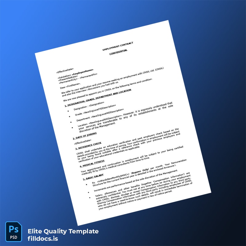 Fillable India CRISIL Ltd Employment Verification Letter Template - Word/PDF Template Preview - FillDocs