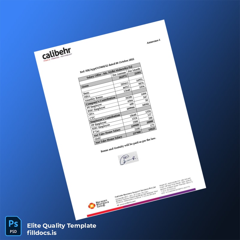 Fillable India Calibehr Business Support Services Pvt Ltd Employment Verification Letter Template in Word and PDF formats page 2 Page Preview - FillDocs