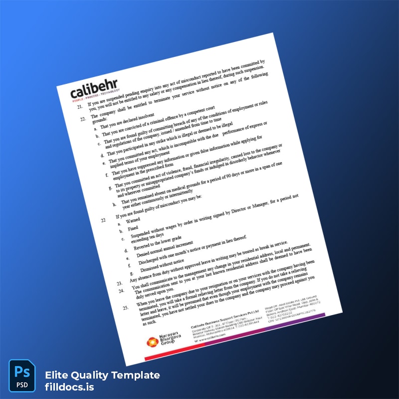 Fillable India Calibehr Business Support Services Pvt Ltd Employment Verification Letter Template in Word and PDF formats page 5 Page Preview - FillDocs