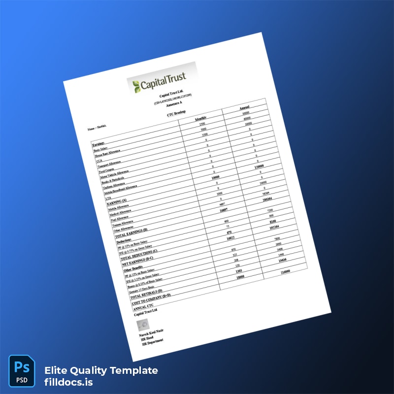 Fillable India Capital Trust Employment Verification Letter Template in Word and PDF formats page 2 Page Preview - FillDocs