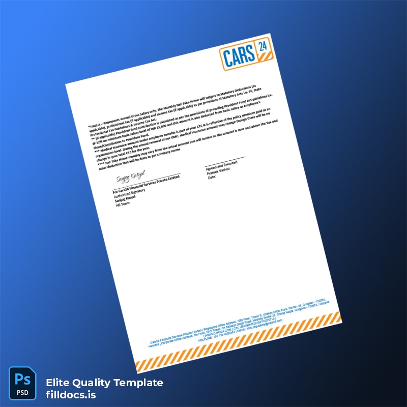 Fillable India Cars24 Financial Services Employment Verification Letter Template in Word and PDF formats page 3 Page Preview - FillDocs