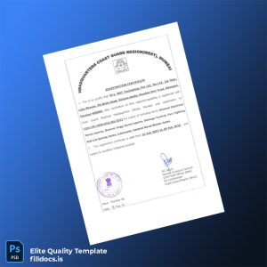 Fillable India Coast Guard Regional Headquarters Business Registration Certificate Template - Word/PDF Template Preview - FillDocs