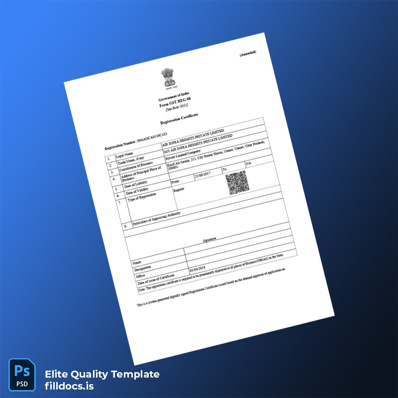 Fillable India Companies House Registration Certificate Template - Word/PDF Template Preview - FillDocs