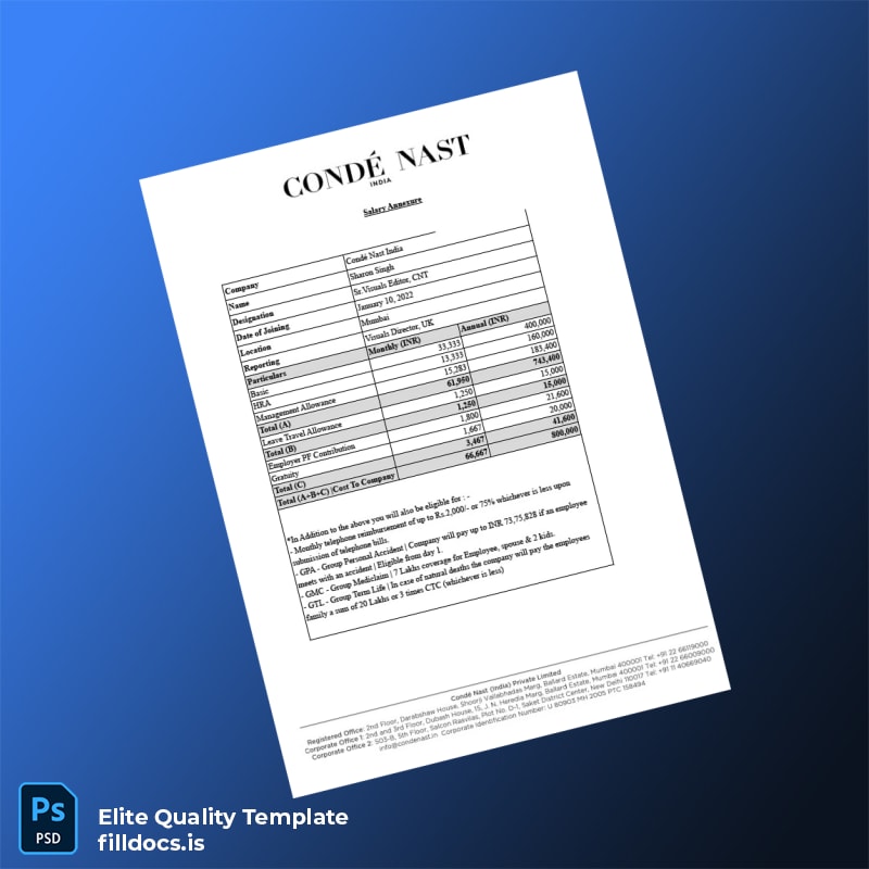 Fillable India Condé Nast Employment Verification Letter Template in Word and PDF formats page 3 Page Preview - FillDocs