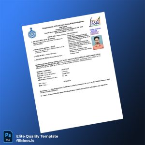 Fillable India Department of Food and Drug Administration FSSAI Registration Certificate Template - Word/PDF Template Preview