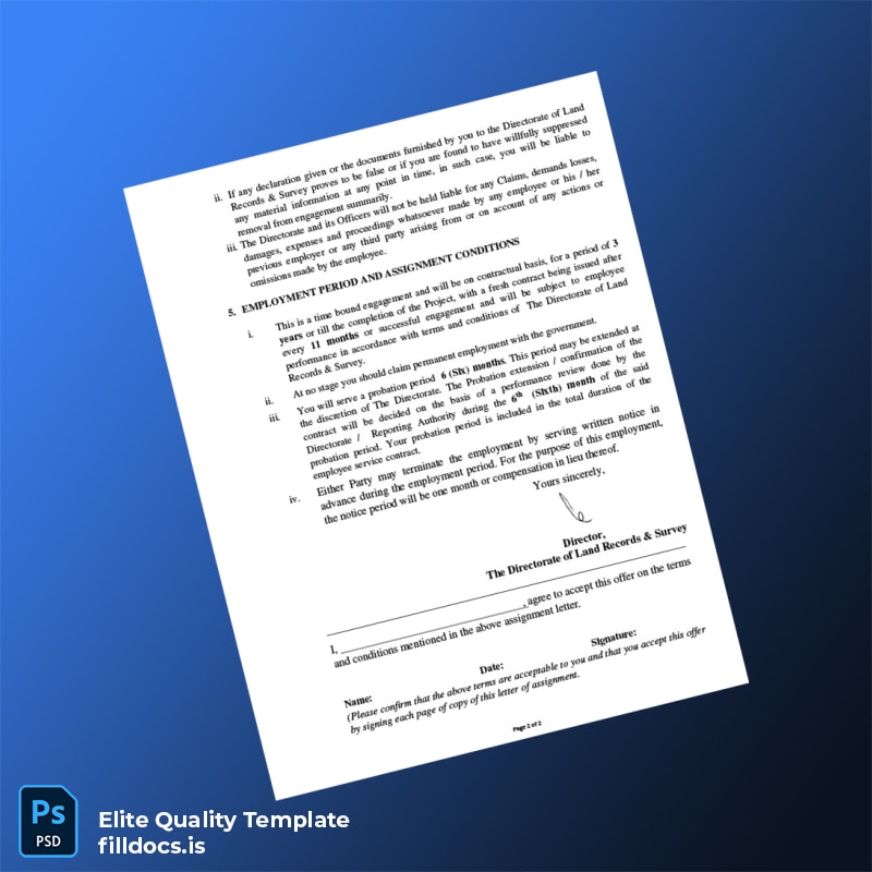 Fillable India Directorate of Land Records Survey Employment Verification Letter Template in Word and PDF formats page 4 Page Preview - FillDocs