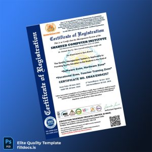 Fillable India E-Max Education Certificate of Registration Template - Word/PDF Template Preview