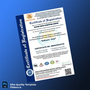 Fillable India E-Max Education Registration Certificate Template - Word/PDF Template Preview