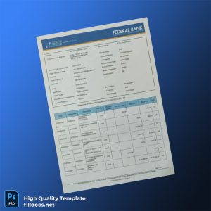 India Federal Bank Bank Statement Template in Word and PDF formats