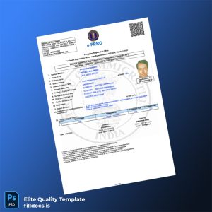 Fillable India Foreigners Registration Office Registration Certificate Template - Word/PDF Template Preview