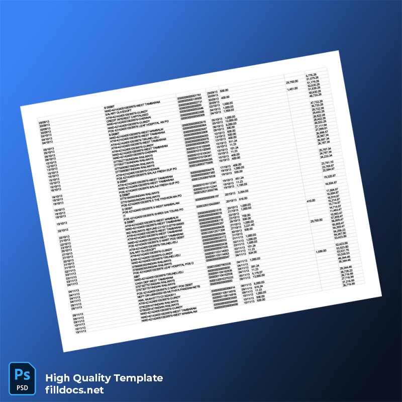 India Gannara Bank Statement Template in Word and PDF formats page 2