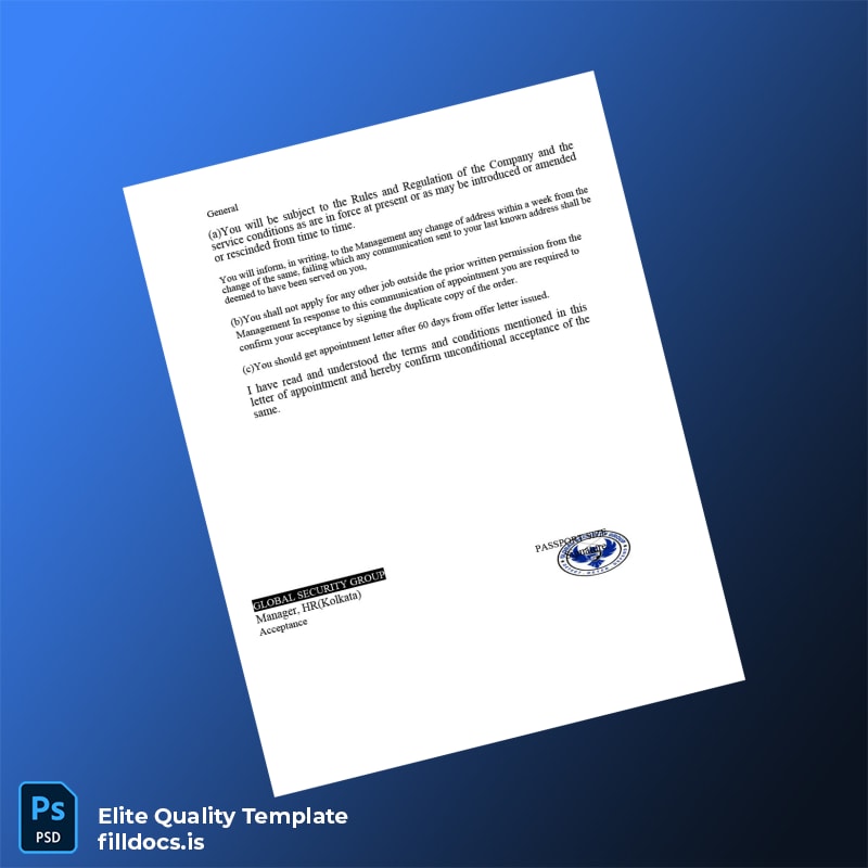 Fillable India Global Security Group Employment Verification Letter Template in Word and PDF formats page 5 Page Preview - FillDocs