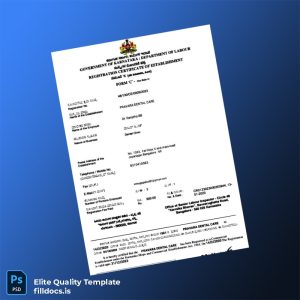 Fillable India Government Clinic Registration Certificate Template - Word/PDF Template Preview