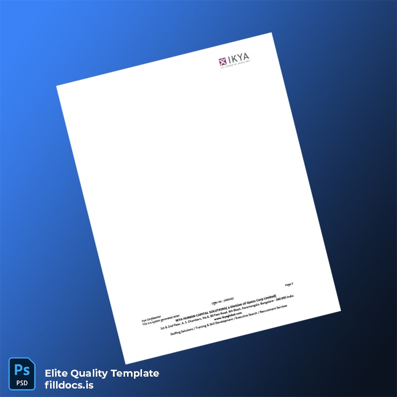 Fillable India IKYA Human Capital Solutions Employment Verification Letter Template in Word and PDF formats page 5 Page Preview - FillDocs