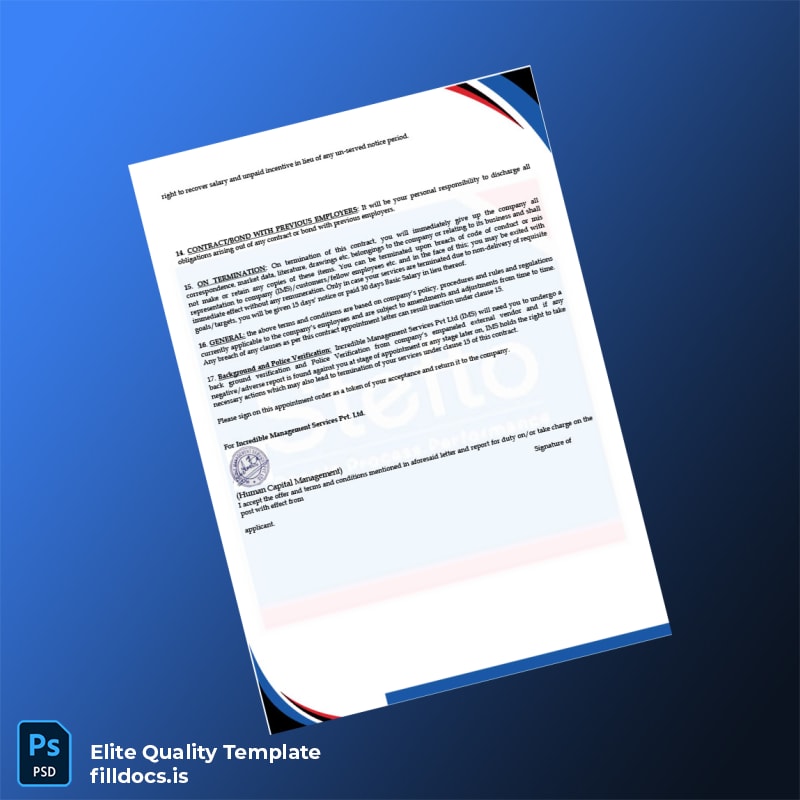 Fillable India Incredible Management Services Pvt Ltd Employment Verification Letter Template in Word and PDF formats page 3 Page Preview - FillDocs