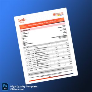 India JCB Bank Statement Template in Word and PDF formats