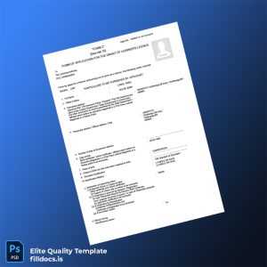 Fillable India Licensing Authority Learner s Licence Application Template - Word/PDF Template Preview - FillDocs