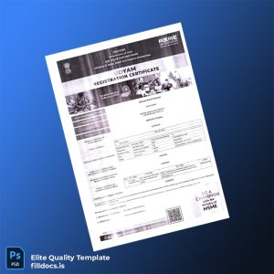 Fillable India MSME Ministry Udyam Registration Certificate Template - Word/PDF Template Preview - FillDocs