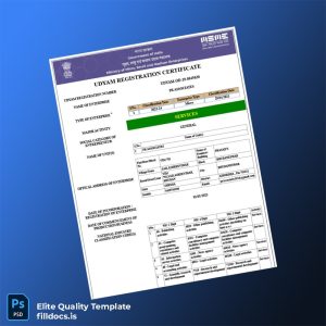 Fillable India MSME Ministry of Micro Small and Medium Enterprises Udyam Registration Certificate Template - Word/PDF Template Preview