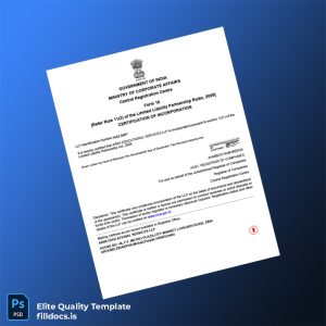 Fillable India Ministry of Corporate Affairs Registration Certificate Template - Word/PDF Template Preview - FillDocs