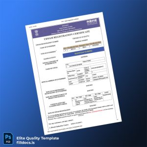 Fillable India Ministry of Micro Small and Medium Enterprises Udyam Registration Certificate Template - Word/PDF Template Preview