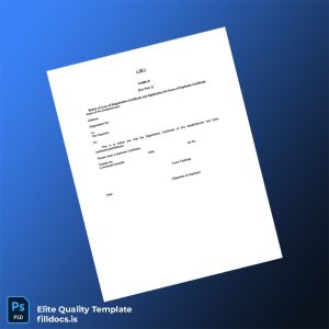 Fillable India Notice of Loss of Registration Certificate Application for Duplicate Template - Word/PDF Template Preview - FillDocs