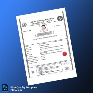 Fillable India Odisha Nurses Midwives Registration Council Registration Certificate Template - Word/PDF Template Preview