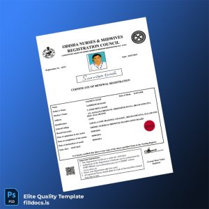 Fillable India Odisha Nursing Registration Certificate Template - Word/PDF Template Preview
