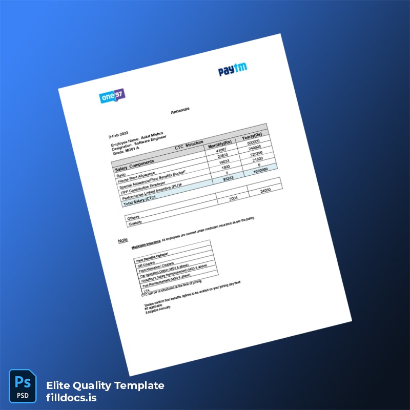 Fillable India One97 Communications Ltd Employment Verification Letter Template in Word and PDF formats page 3 Page Preview - FillDocs