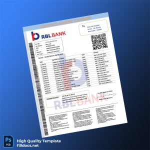 India RBL Bank Statement Template in Word and PDF formats